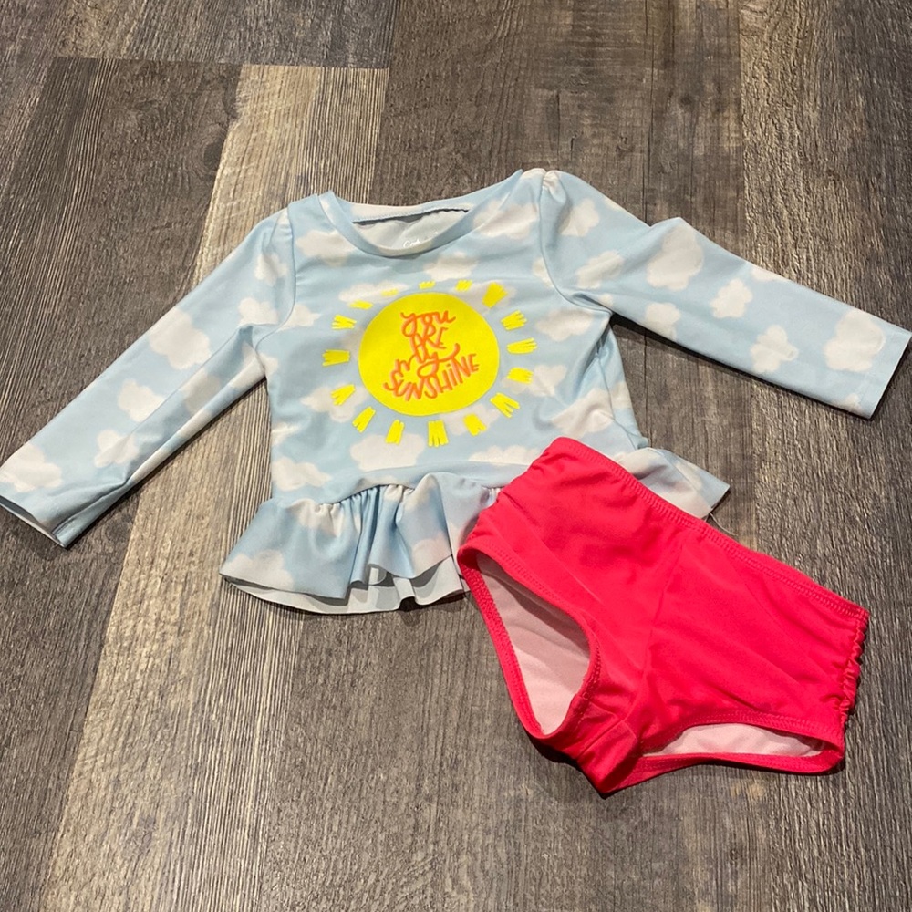 Girls’ Swimsuit Rashguard 2 Piece Bathing Suit - 18M